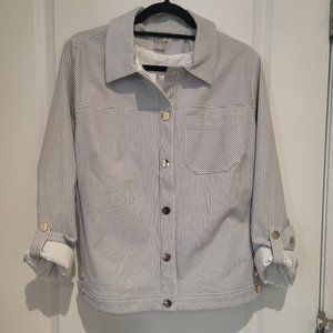Gorgeous Chico's Lined Striped black and White Jacket Chic Size 2 (Large or 12 )